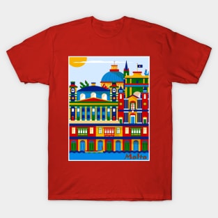 Malta Abstract Travel and Tourism Print T-Shirt